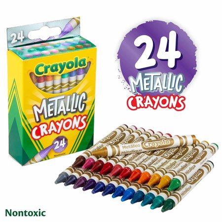 Crayola Metallic Crayons, Regular Size, 24 Colors Per Set, 144PK 528815